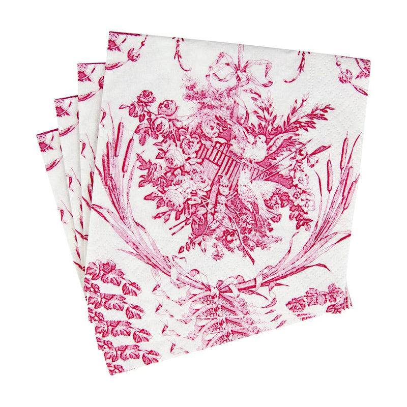 Caspari Romantic Toile Rose Cocktail Napkins - 20 Per Package