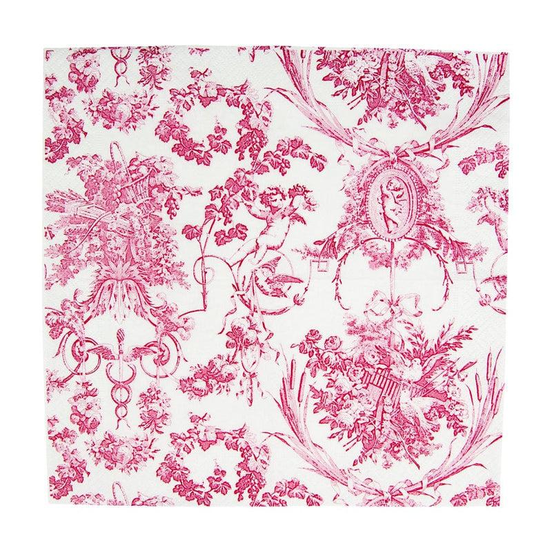 Caspari Romantic Toile Rose Cocktail Napkins - 20 Per Package