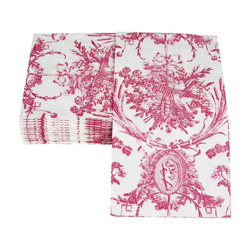Caspari Romantic Toile Rose Guest Towel Napkins - 15 Per Package