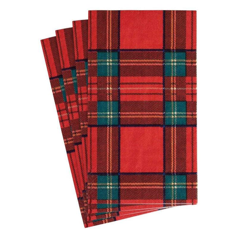 Caspari Royal Plaid Paper Guest Towel Napkins - 15 Per Package