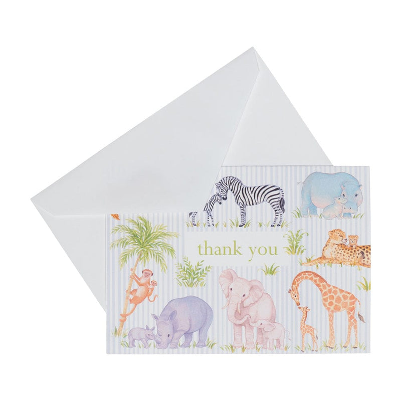 Caspari Safari Baby Thank You Notes - 8 Note Cards & 8 Envelopes