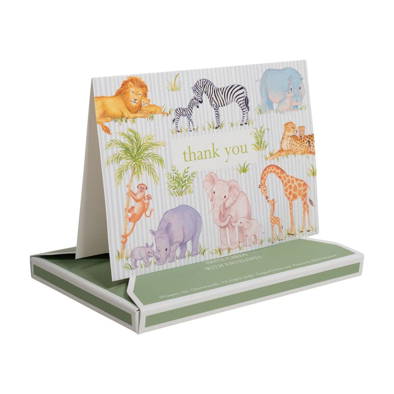 Caspari Safari Baby Thank You Notes - 8 Note Cards & 8 Envelopes