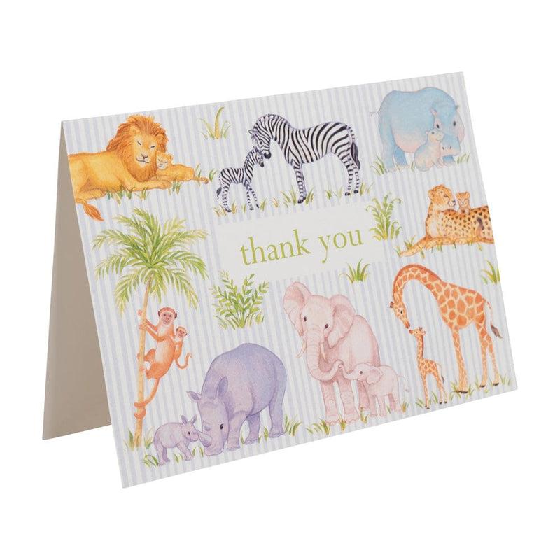 Caspari Safari Baby Thank You Notes - 8 Note Cards & 8 Envelopes