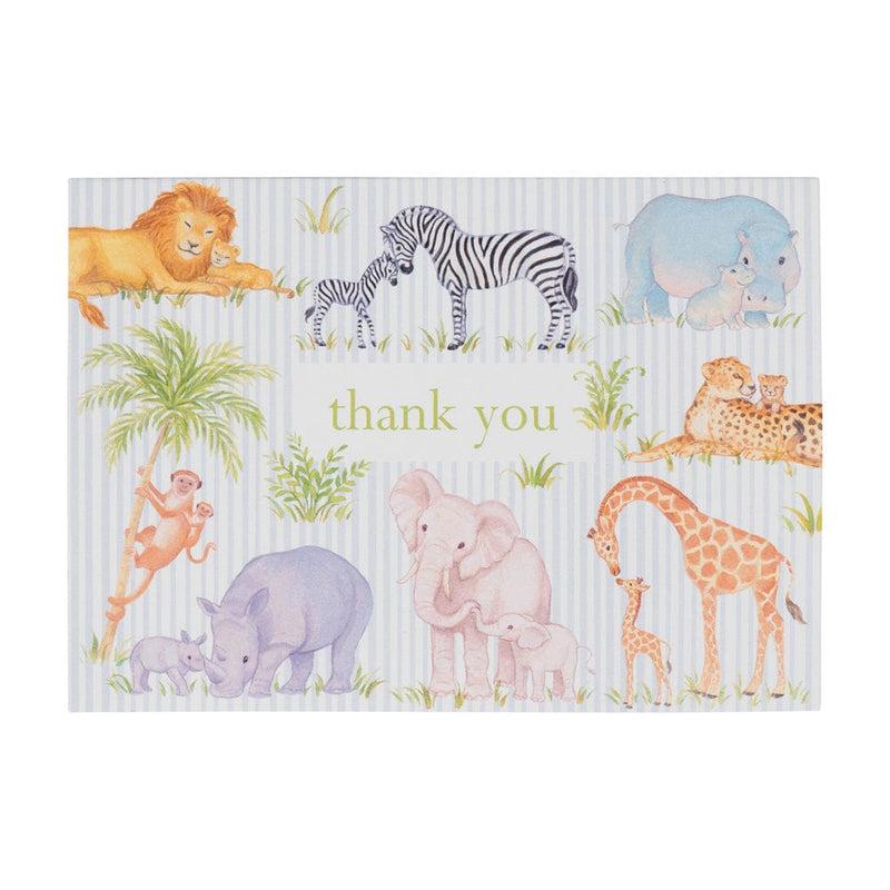 caspari Safari Baby Thank You Notes - 8 Note Cards & 8 Envelopes