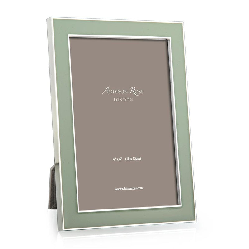 caspari Sage Green Enamel 4" x 6" Picture Frame with Silver Trim - 1 Each
