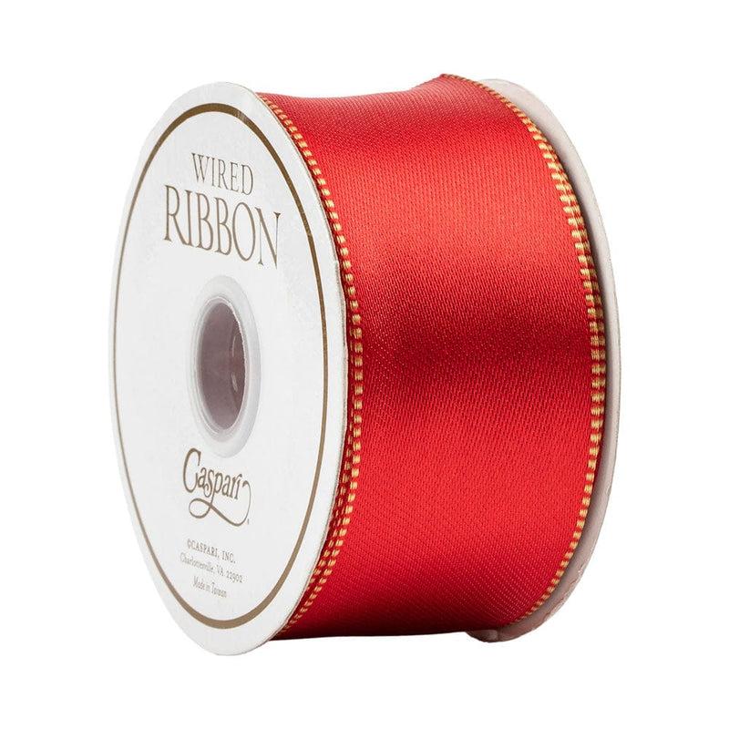 Caspari Satin Red & Gold Reversible Wired Ribbon - 6 Yard Spool