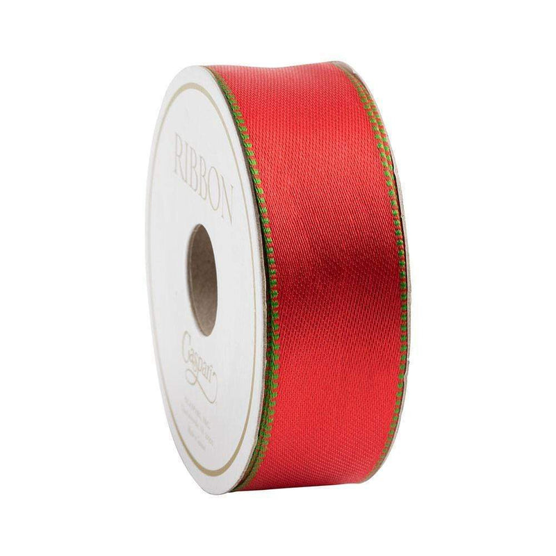 Caspari Satin Red/Green Reversible Ribbon Price Code G - 10 Yards
