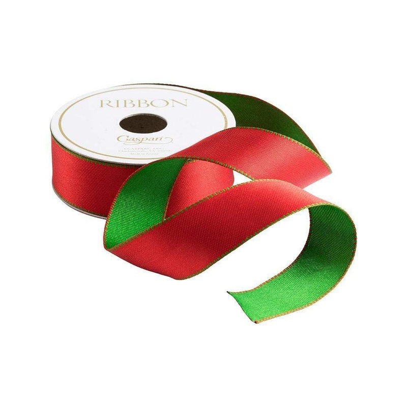 caspari Satin Red/Green Reversible Ribbon Price Code G - 10 Yards