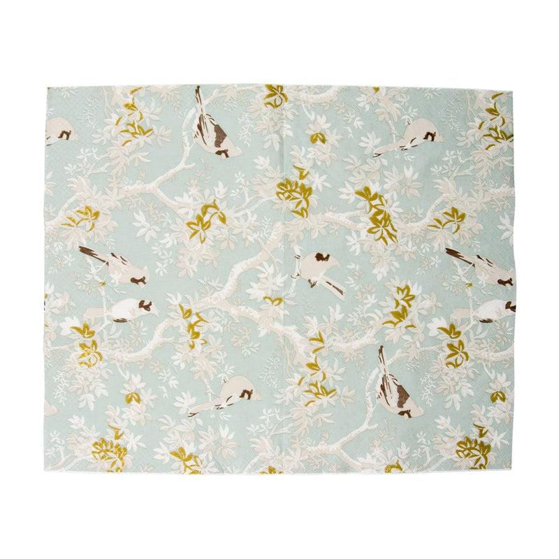 Caspari Scenic Songbirds Celadon Guest Towel Napkins - 15 Per Package