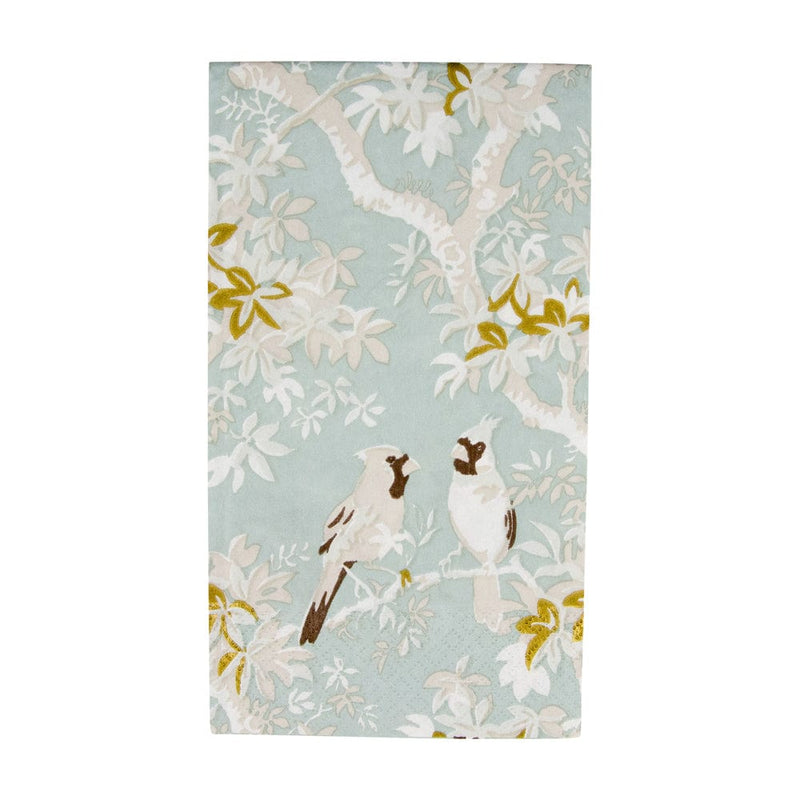 caspari Scenic Songbirds Celadon Guest Towel Napkins - 15 Per Package