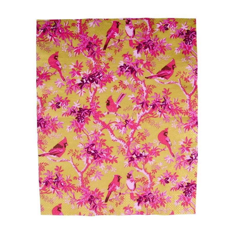Caspari Scenic Songbirds Rose & Gold Guest Towel Napkins - 15 Per Package