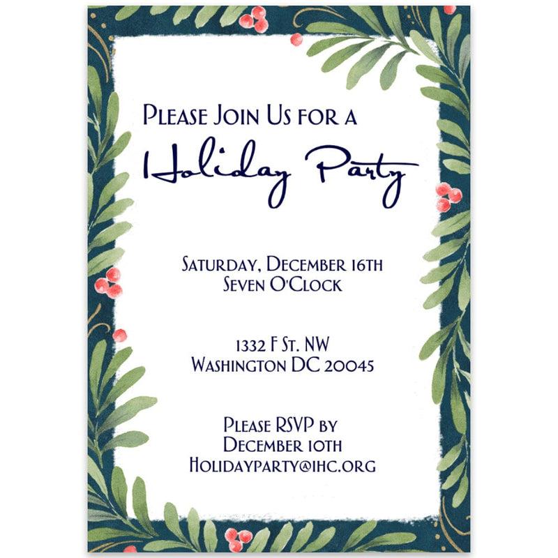 caspari Scrolling Mistletoe Personalized Invitations