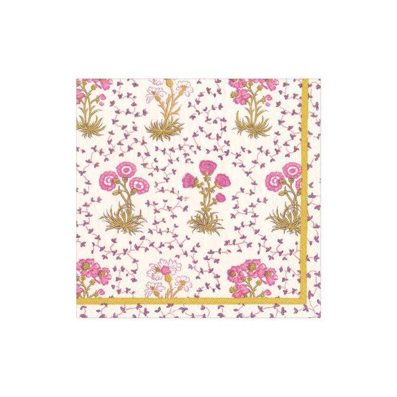 caspari Semis de Fleurs Paper Cocktail Napkins in Pink - 20 Per Package