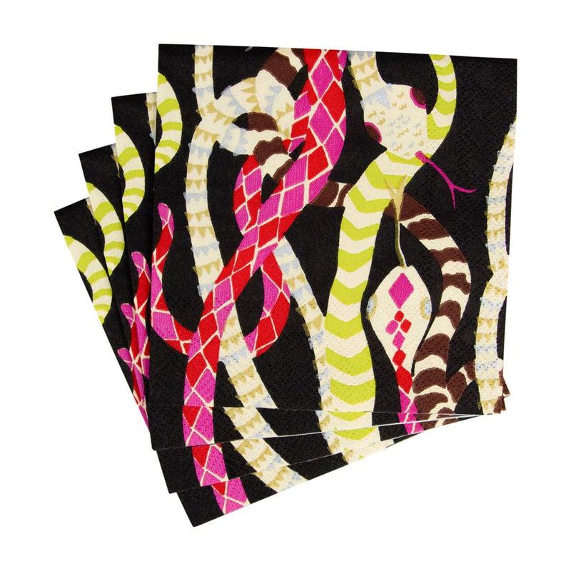 Caspari Serpentine Black Cocktail Napkins - 20 Per Package