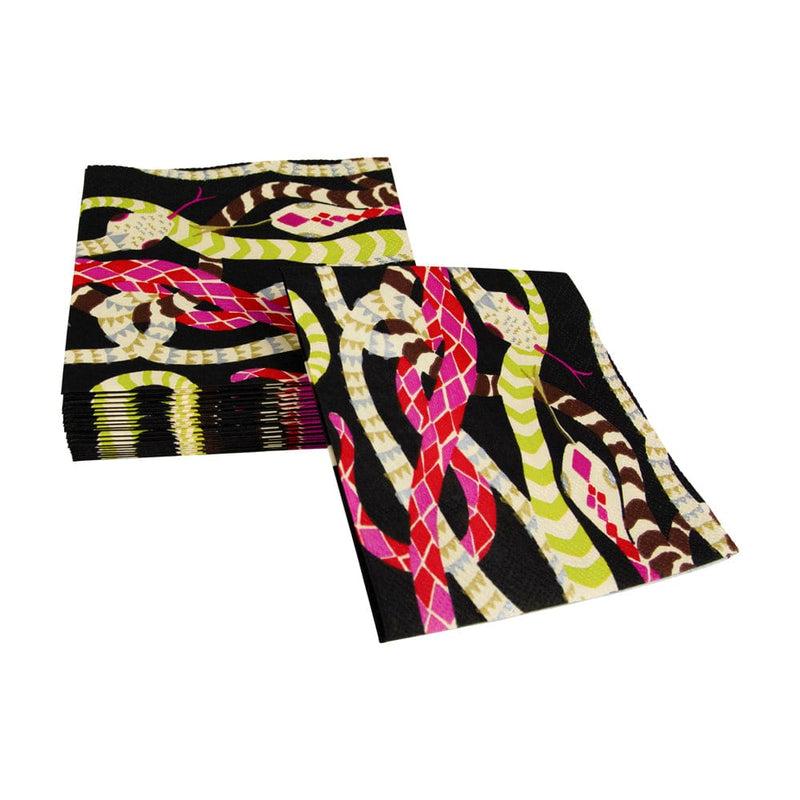 Caspari Serpentine Black Cocktail Napkins - 20 Per Package