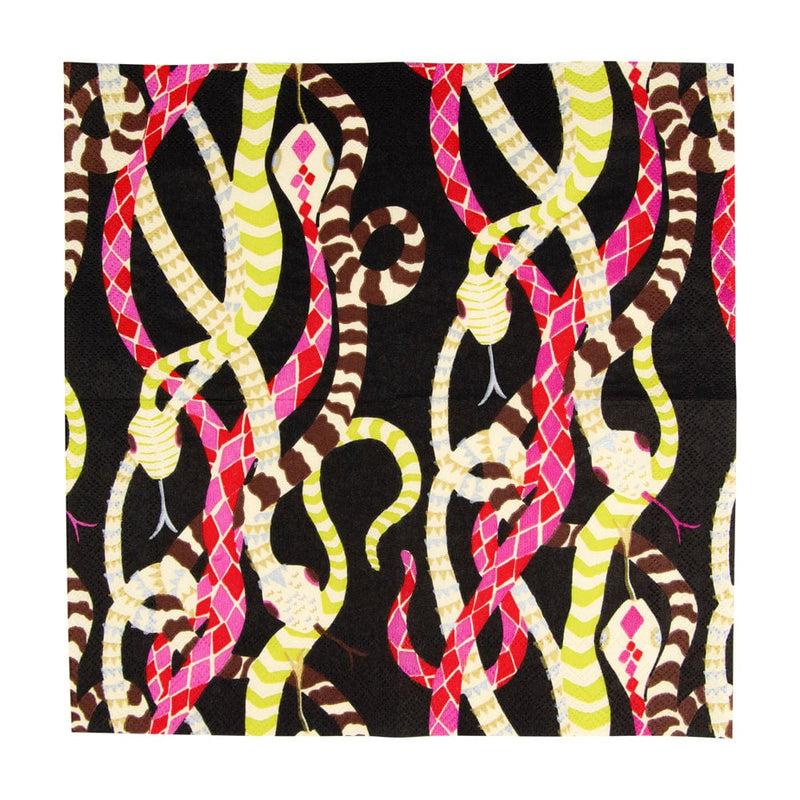 Caspari Serpentine Black Cocktail Napkins - 20 Per Package