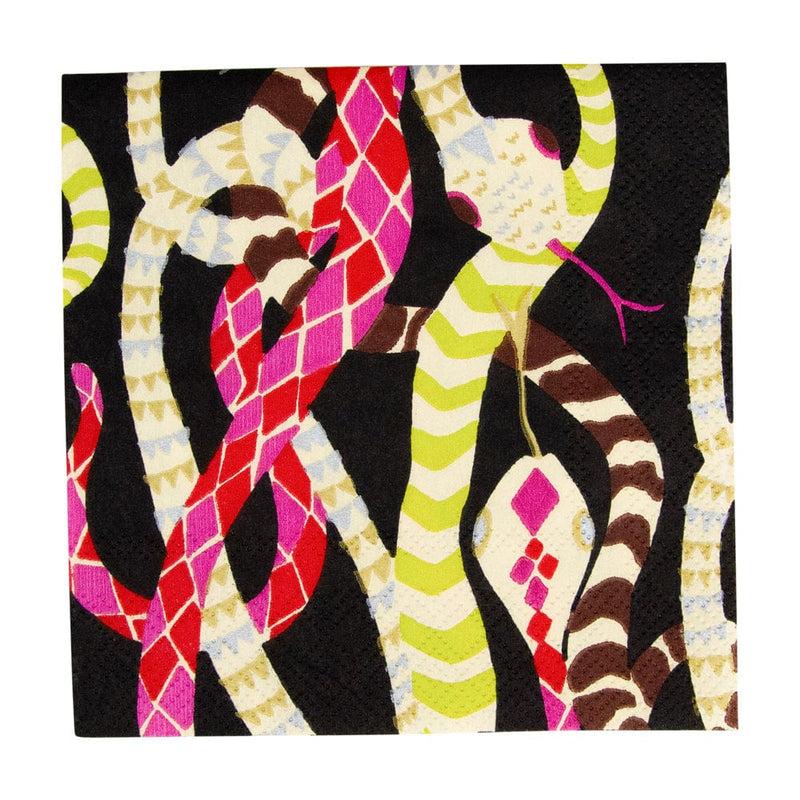 caspari Serpentine Black Cocktail Napkins - 20 Per Package