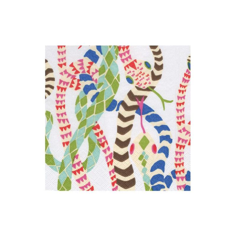caspari Serpentine White Boxed Cocktail Napkins - 40 Per Box