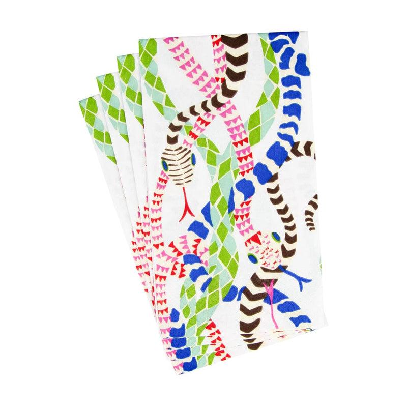 Caspari Serpentine White Guest Towel Napkins - 15 Per Package