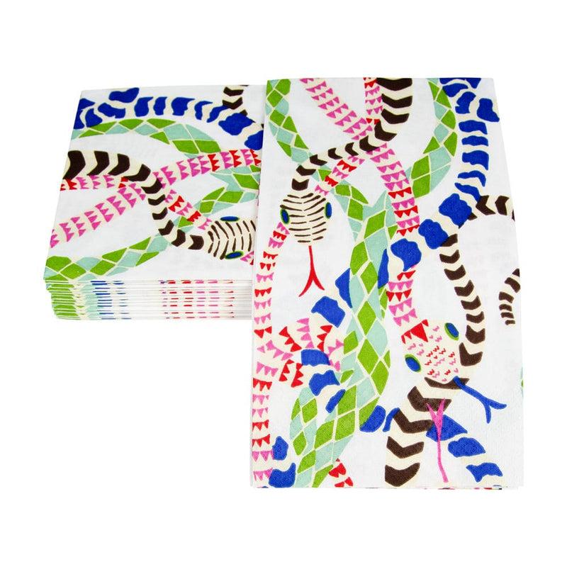 Caspari Serpentine White Guest Towel Napkins - 15 Per Package