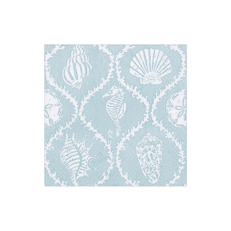 Caspari Seychelles Paper Cocktail Napkins In Aqua - 20 Per Package
