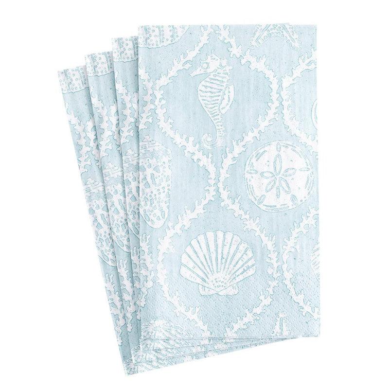 Caspari Seychelles Paper Guest Towel Napkins In Aqua - 15 Per Package