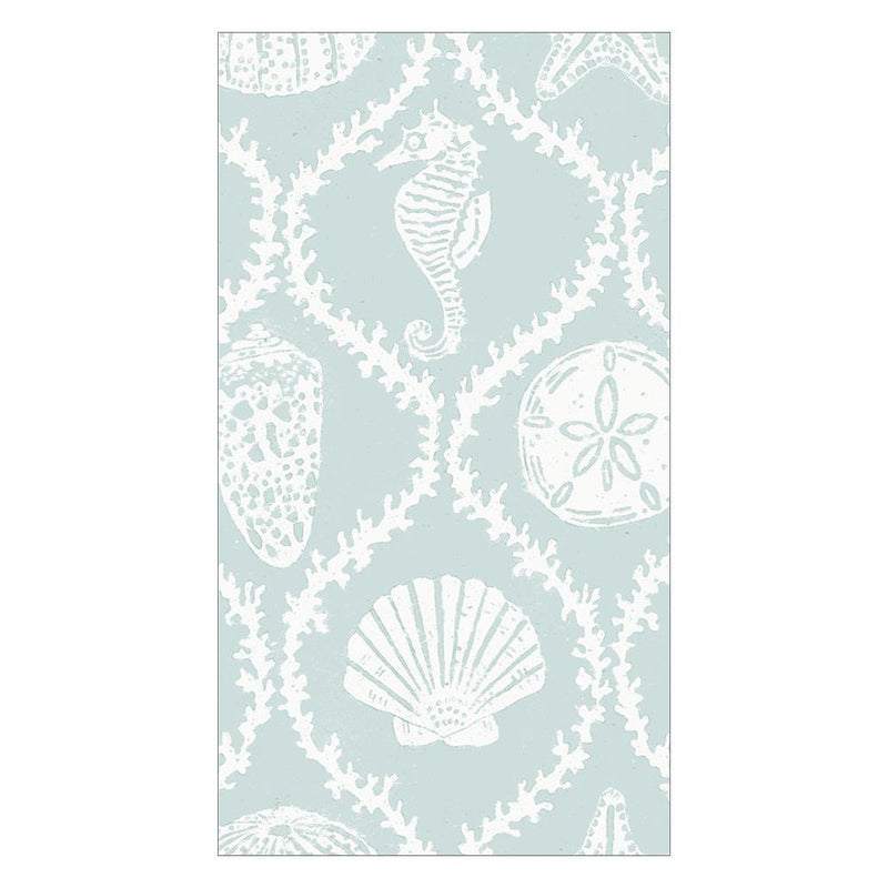 caspari Seychelles Paper Guest Towel Napkins in Aqua - 15 Per Package