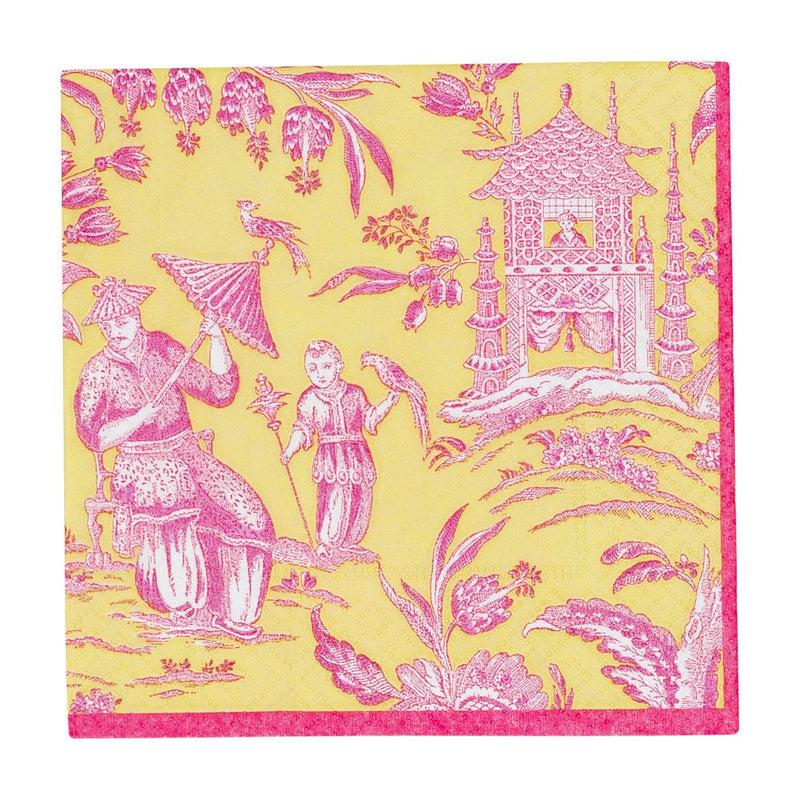 caspari Silk Road Toile Chartreuse Cocktail Napkins - 20 Per Package