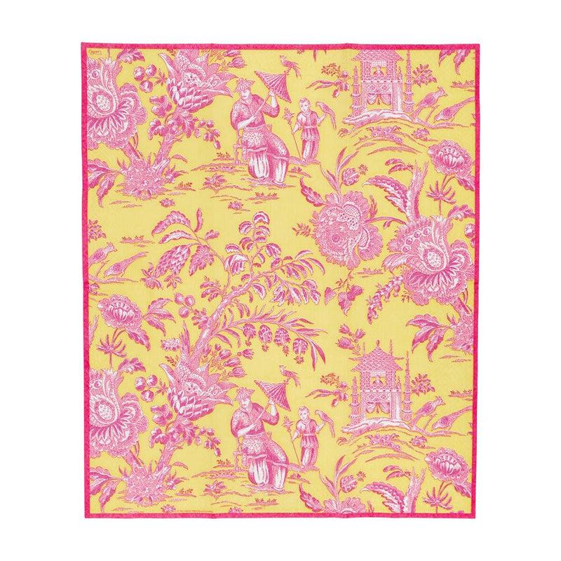 Caspari Silk Road Toile Chartreuse Guest Towel Napkins - 15 Per Package