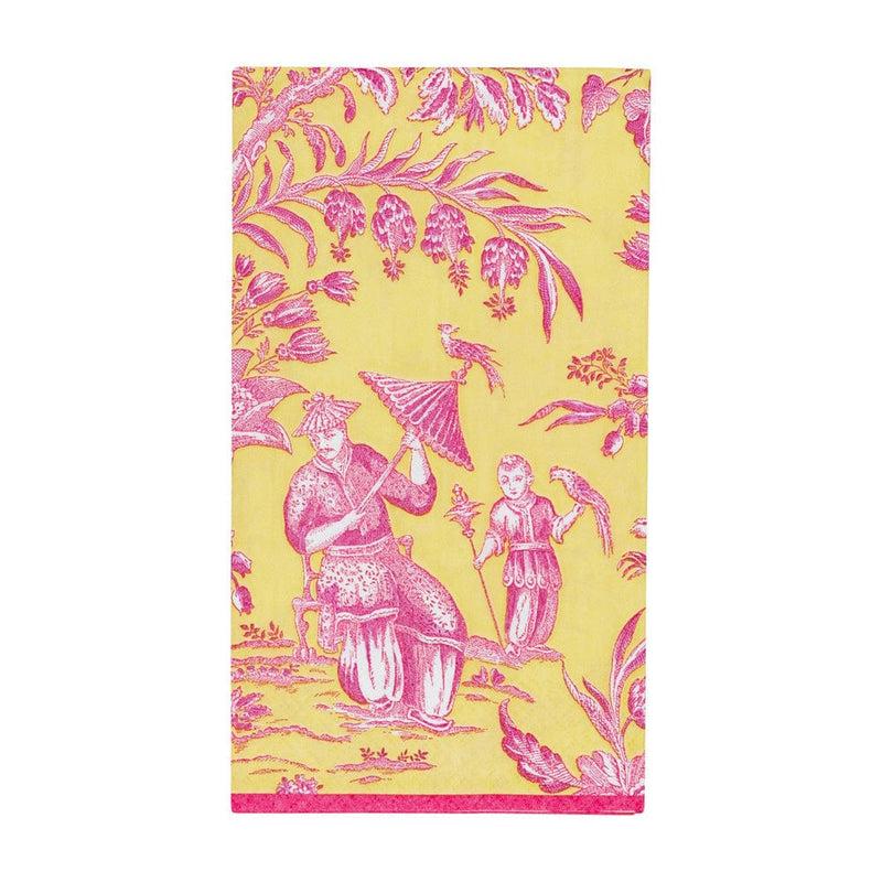 caspari Silk Road Toile Chartreuse Guest Towel Napkins - 15 Per Package