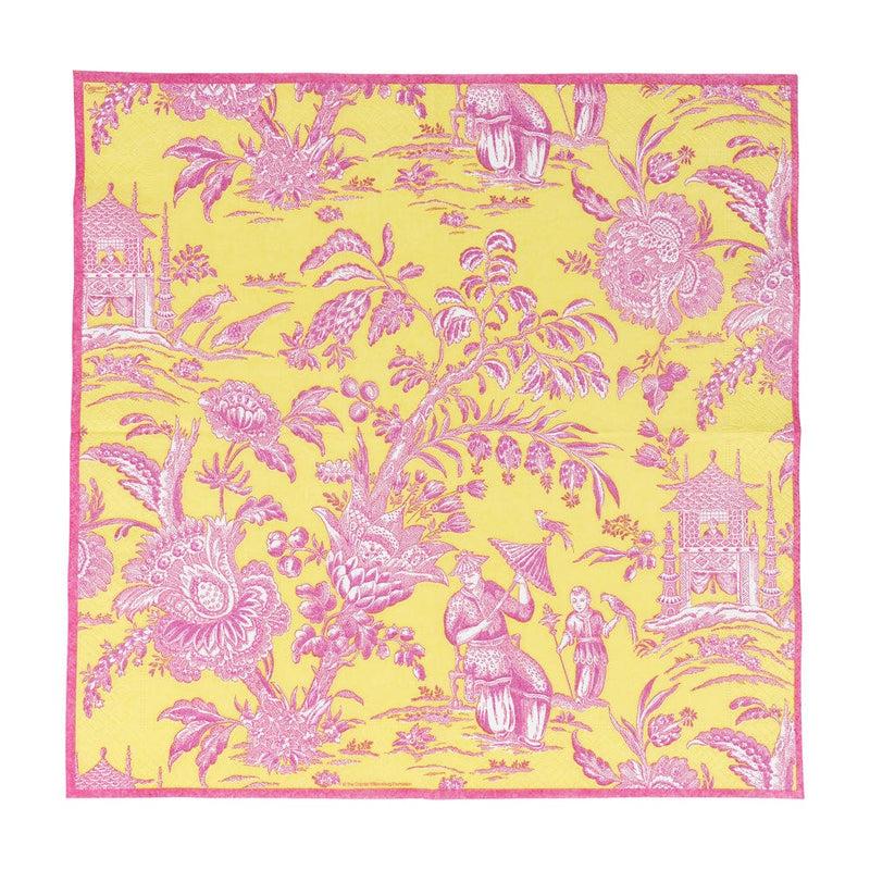 Caspari Silk Road Toile Chartreuse Luncheon Napkins - 20 Per Package