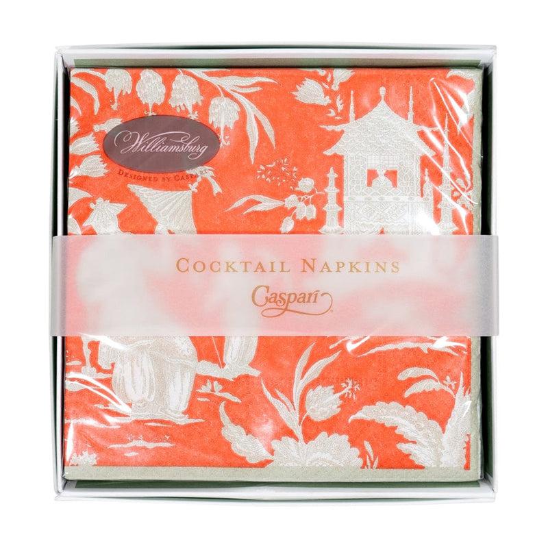 Caspari Silk Road Toile Mandarin Boxed Cocktail Napkins - 40 Per Box