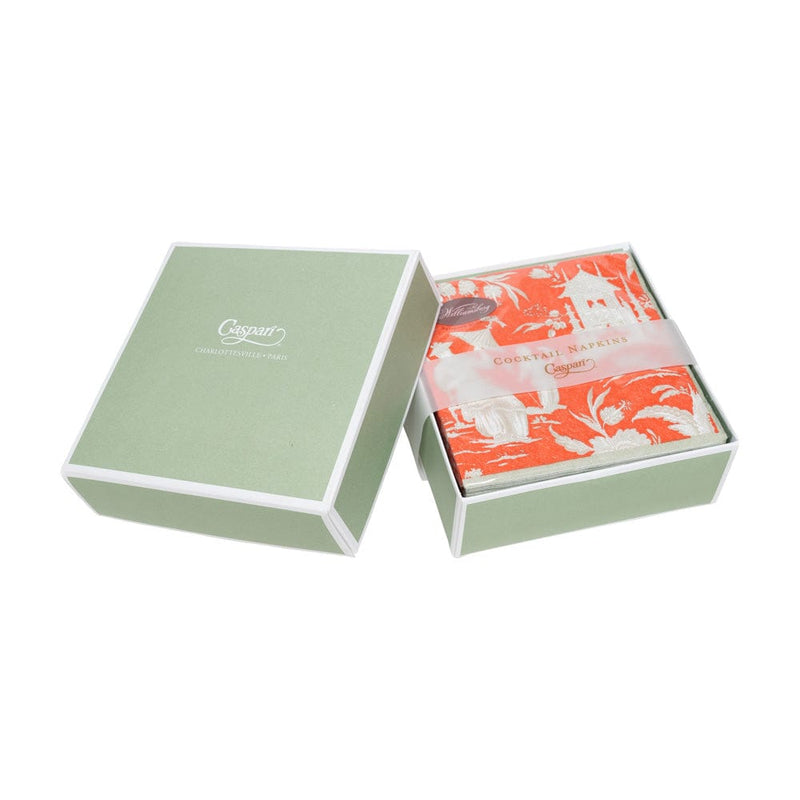 Caspari Silk Road Toile Mandarin Boxed Cocktail Napkins - 40 Per Box