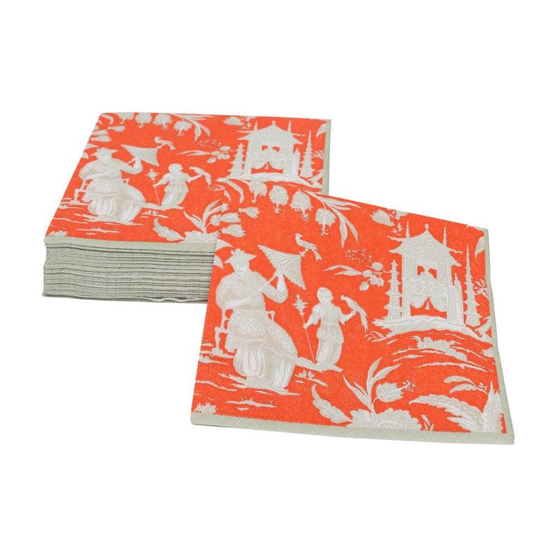 Caspari Silk Road Toile Mandarin Boxed Cocktail Napkins - 40 Per Box