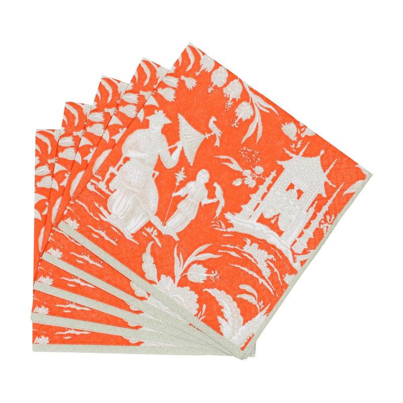 Caspari Silk Road Toile Mandarin Cocktail Napkins - 20 Per Package