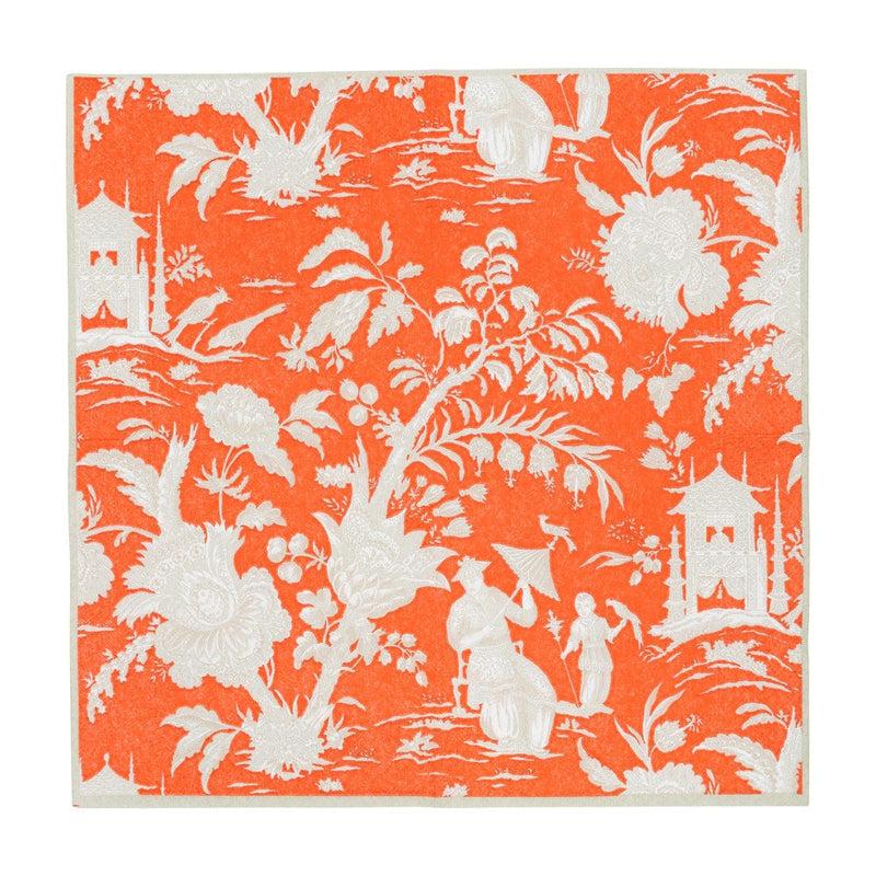 Caspari Silk Road Toile Mandarin Cocktail Napkins - 20 Per Package