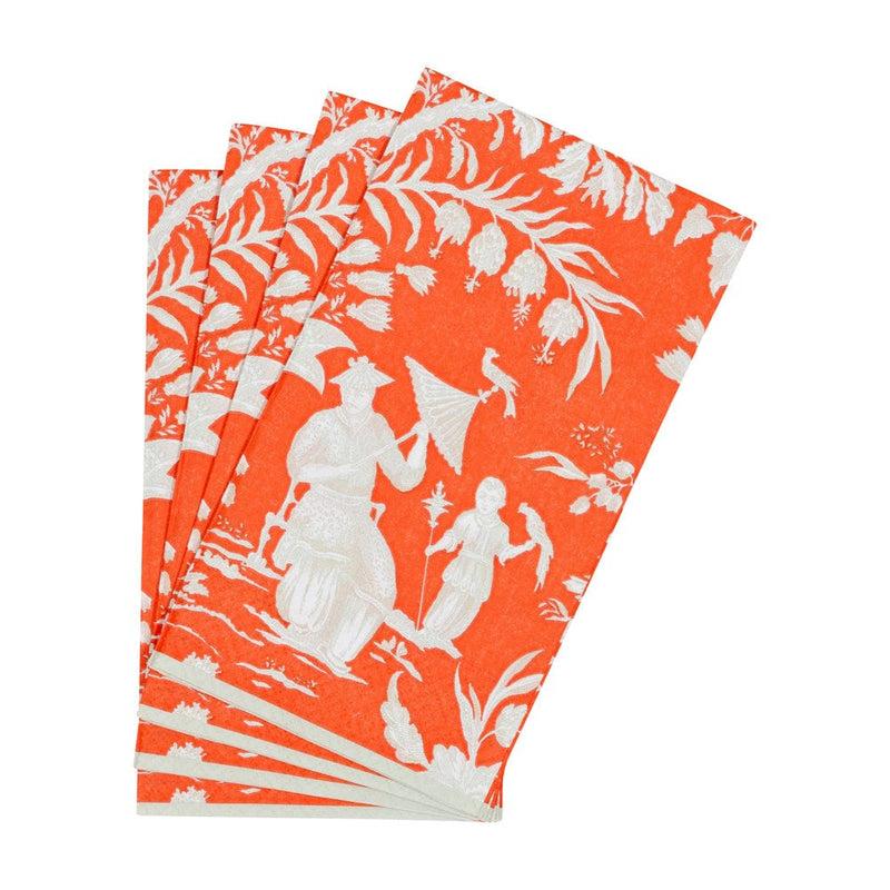 Caspari Silk Road Toile Mandarin Guest Towel Napkins - 15 Per Package
