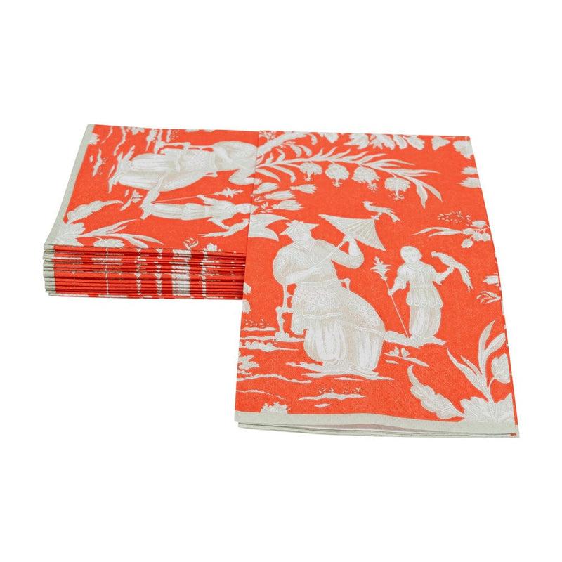 Caspari Silk Road Toile Mandarin Guest Towel Napkins - 15 Per Package