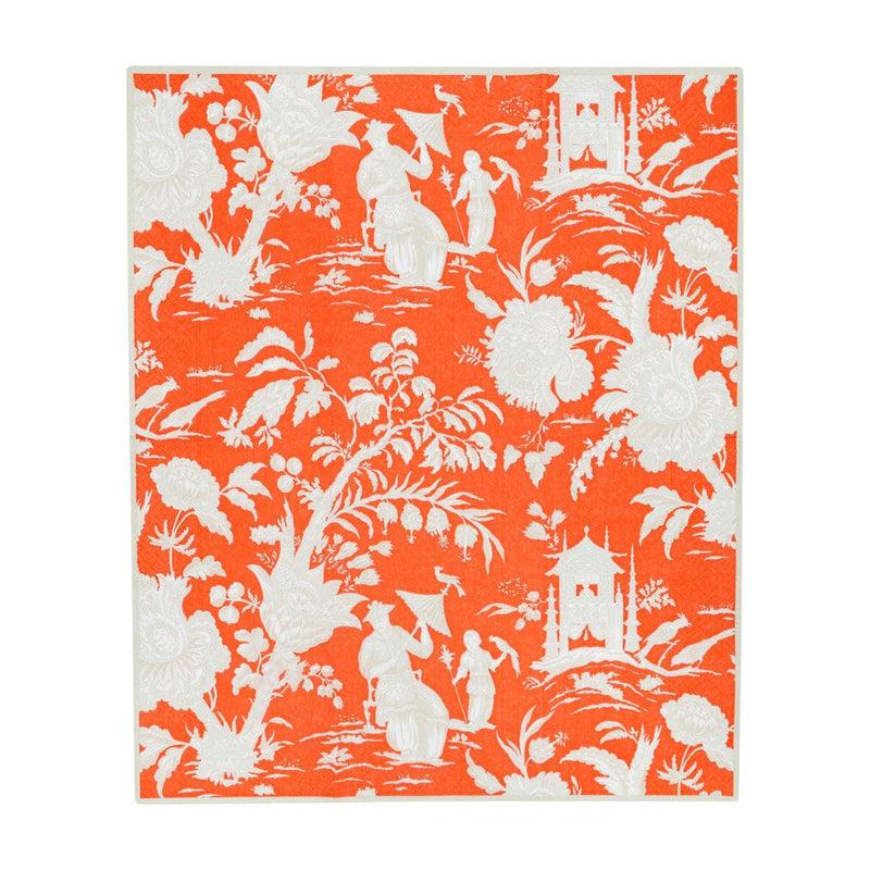 Caspari Silk Road Toile Mandarin Guest Towel Napkins - 15 Per Package