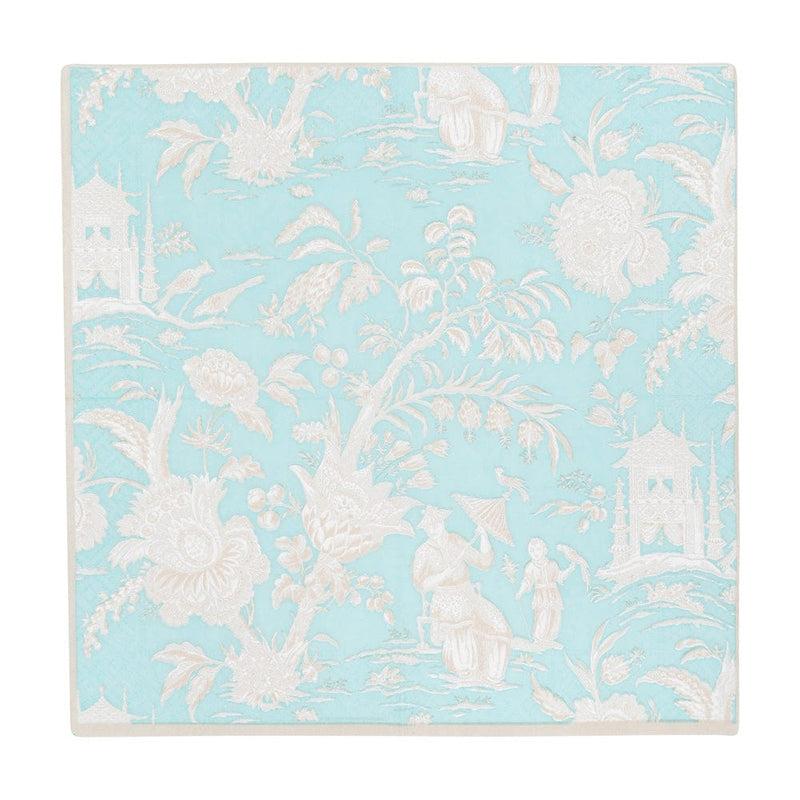 Caspari Silk Road Toile Robin's Egg Cocktail Napkins - 20 Per Package