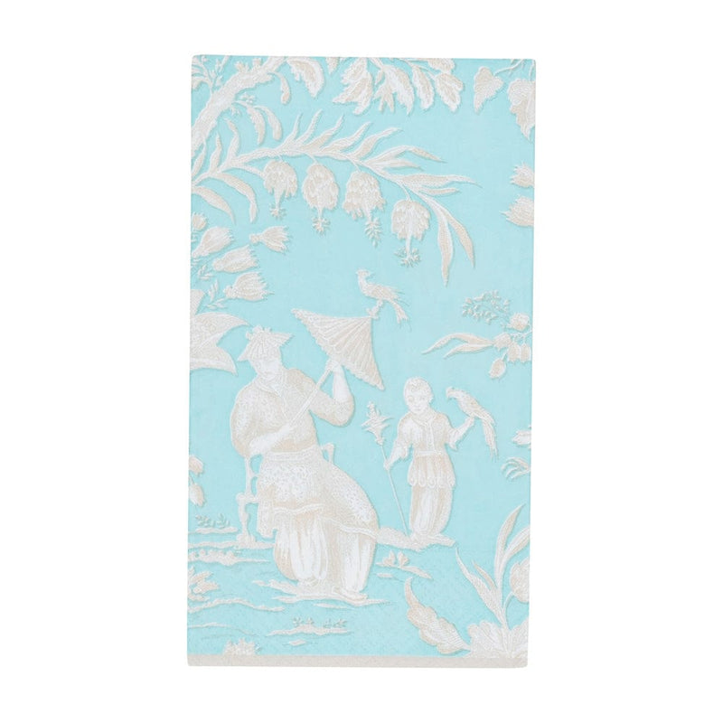 caspari Silk Road Toile Robin's Egg Guest Towel Napkins - 15 Per Package