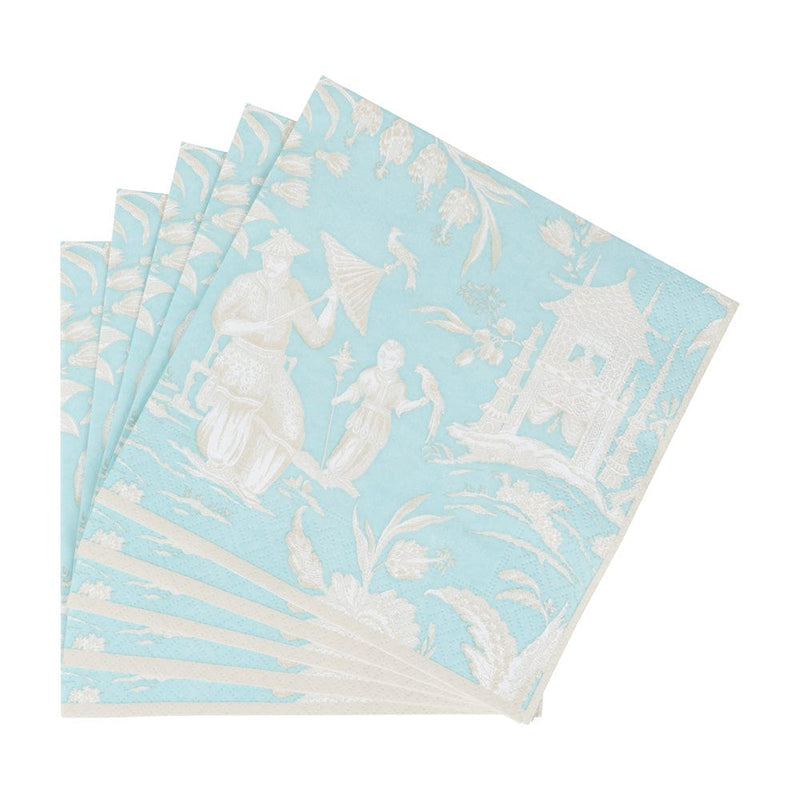 Caspari Silk Road Toile Robin's Egg Luncheon Napkins - 20 Per Package