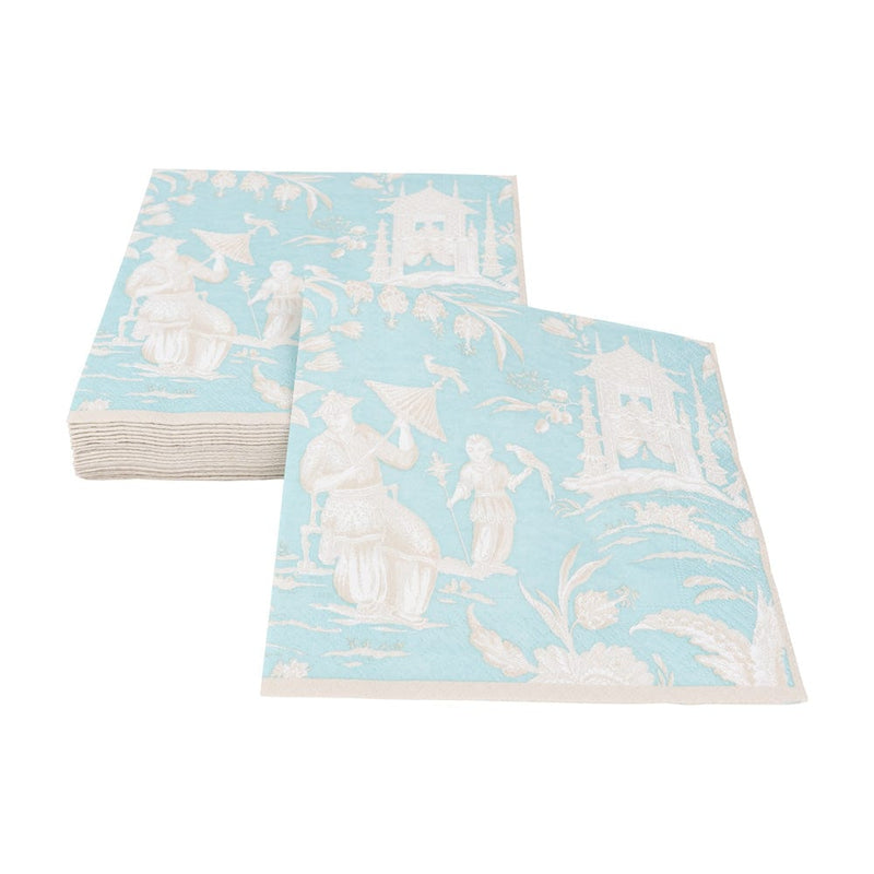 Caspari Silk Road Toile Robin's Egg Luncheon Napkins - 20 Per Package