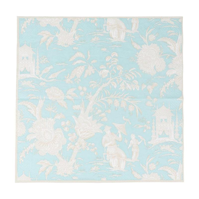Caspari Silk Road Toile Robin's Egg Luncheon Napkins - 20 Per Package