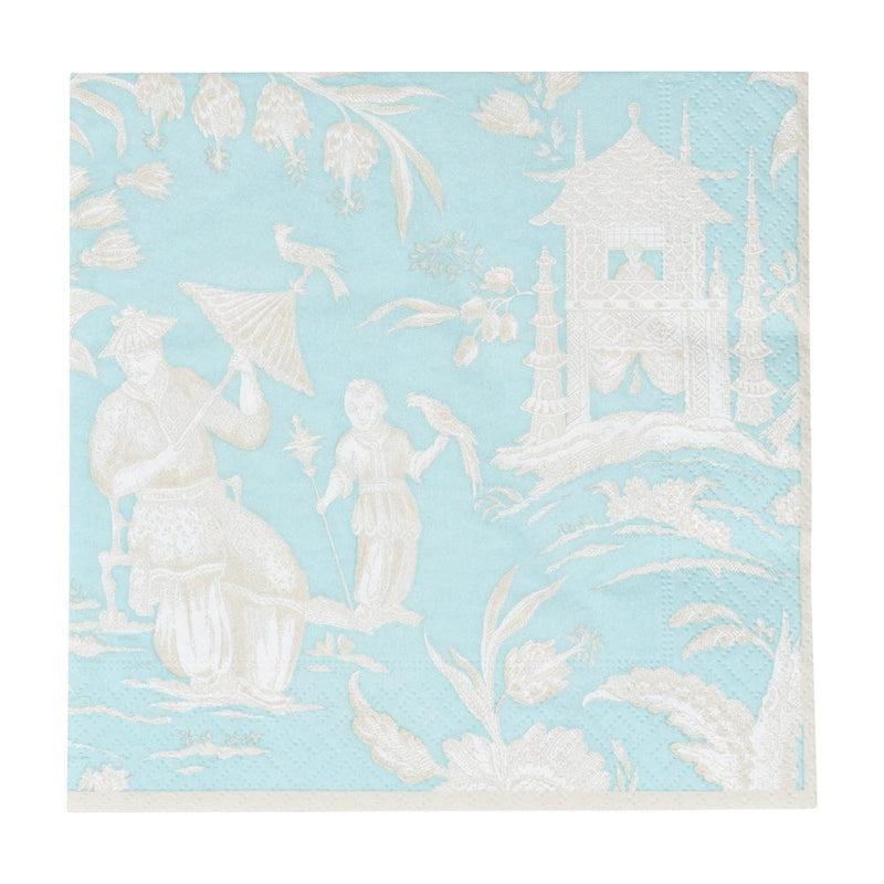 caspari Silk Road Toile Robin's Egg Luncheon Napkins - 20 Per Package