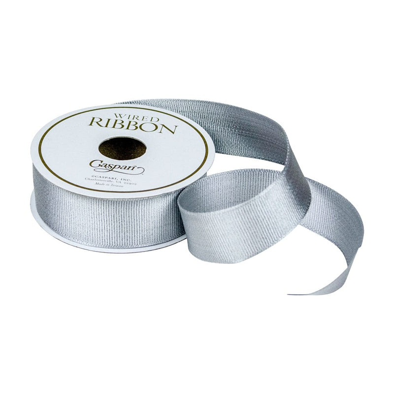 Caspari Silver Metallic Wired Grosgrain Ribbon - 1 Spool Of Ribbon