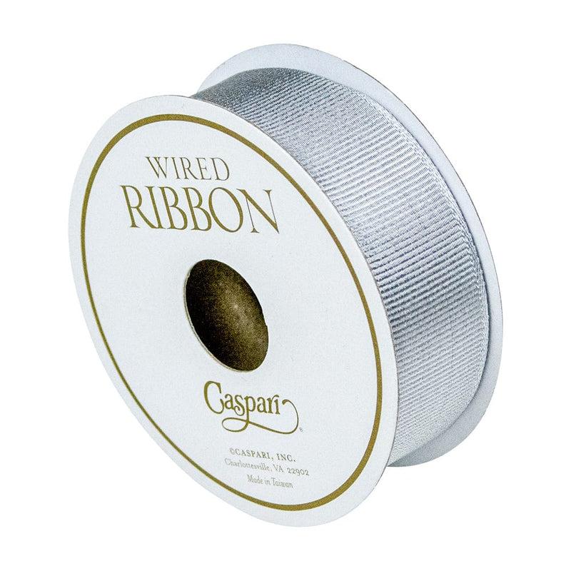 caspari Silver Metallic Wired Grosgrain Ribbon - 1 Spool Of Ribbon