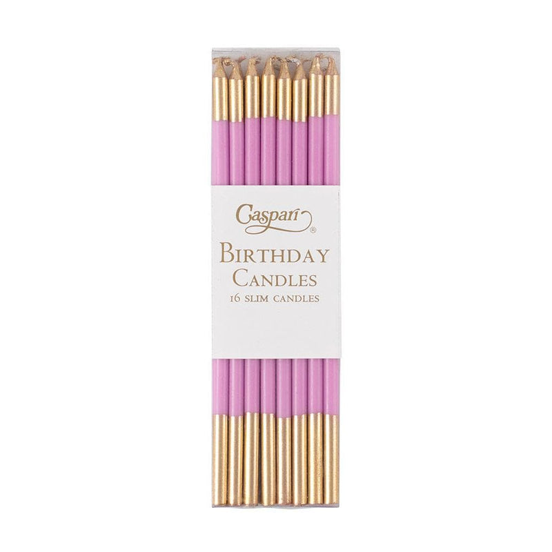 caspari Slim Birthday Candles in Candy Pink & Gold - 16 Candles Per Package