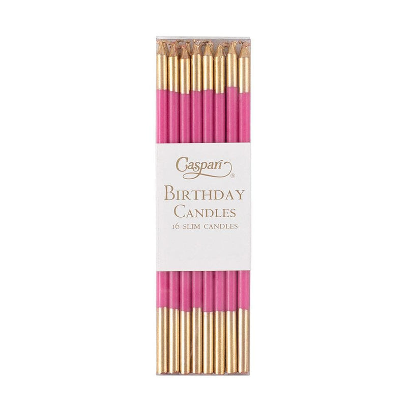 caspari Slim Birthday Candles in Fuchsia & Gold - 16 Candles Per Package