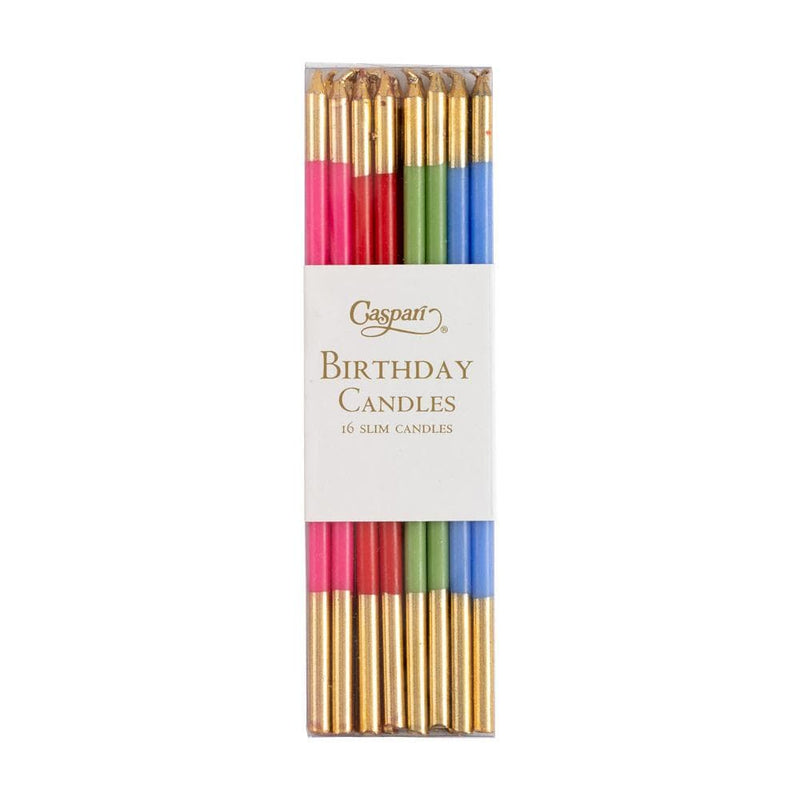 caspari Slim Birthday Candles in Mixed Brights - 16 Candles Per Package